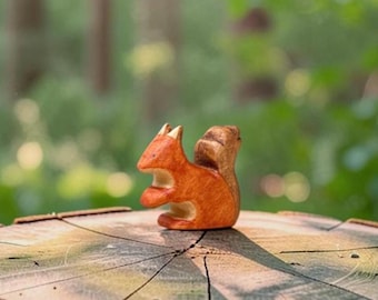 Handmade Wooden Squirrel Toy | Waldorf Montessori Animal, Organic Kids Play, Autumn Decor