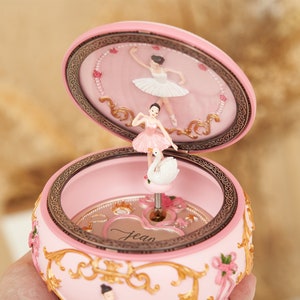 Ballerina Girl Rotate Music Box, Engraved Classical Music Box, Baby Gift, Christmas Gift, Customize Ballerina Music Box, Souvenir Gift