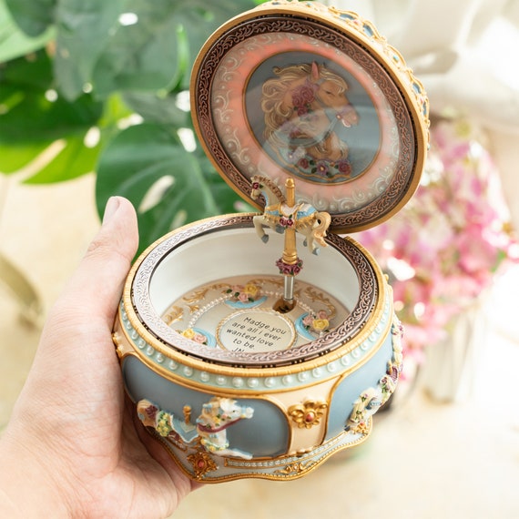 Personalized Carousel Music Box With Engraved collectible