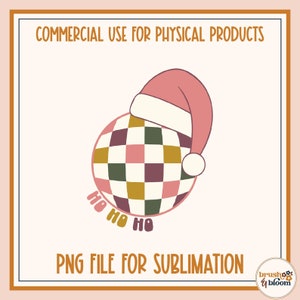 Weihnachten Disco Kugel Png - Retro Weihnachten Ho Ho Ho Png - Nikolausmütze Png - Groovy Christmas Png - Groovy Christmas Sublimation File