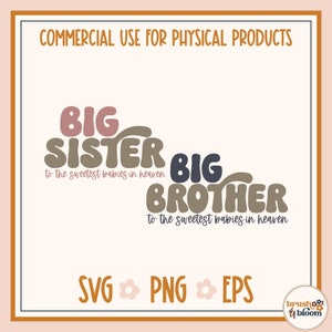 Grote zus en grote broer zwangerschap verlies SVG Set - miskraam SVG - broer of zus miskraam SVG - zwangerschap verlies Svg - doodgeboren Svg