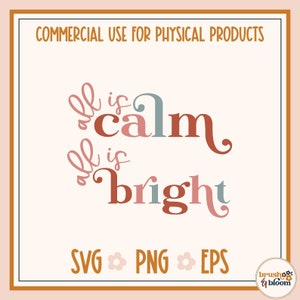 Todo está en calma - Todo es brillante - Conjunto SVG - Conjunto SVG de mamá y yo - Conjunto SVG de hermanos - Navidad Svg - Noche de paz Svg