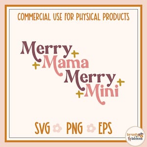 Feliz mamá y feliz mini svg - mamá y yo Navidad svg - mamá y mini Navidad png - Navidad a juego png - Retro a juego png