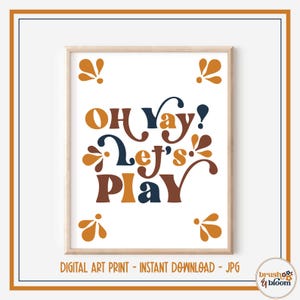 Let&#39;s Play Print, Bright Nursery Art, Playroom Wall Decor, Kids Room Prints, Colorful Nursery Print, Kid&#39;s Playroom Art Print