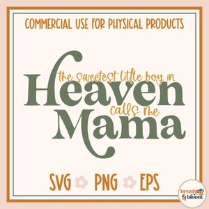 Mama of a Heaven Baby SVG - Angel Mom SVG - Baby Memorial PNG - Mama of an Angel Png - Boy Angel Mom Svg - Fausse couche Svg - Perte du nourrisson
