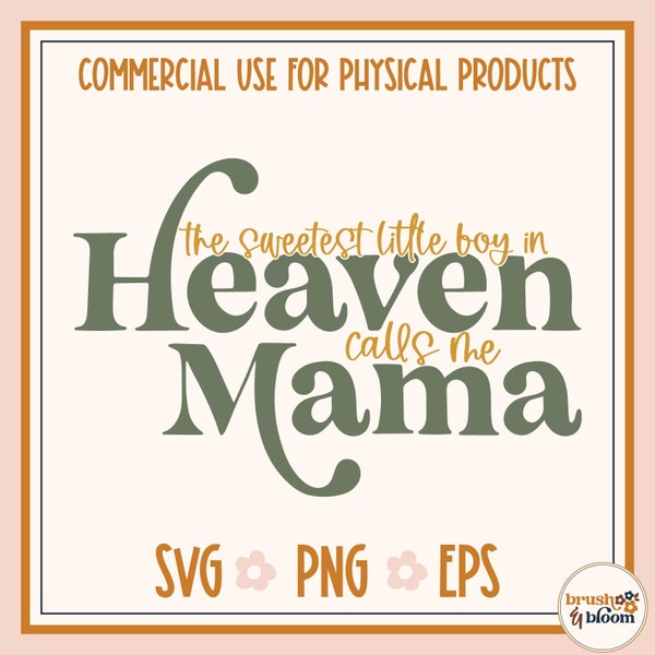 Mama of a Heaven Baby SVG - Angel Mom SVG - Baby Memorial PNG - Mama of an Angel Png - Boy Angel Mom Svg - Miscarriage Svg - Infant Loss