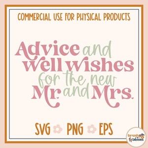 Ratschläge und Glückwünsche für den neuen Mr. und Mrs. SVG/PNG - Hochzeitsratgeberkarte Png - Ratschläge für das Brautpaar