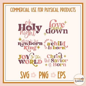 Retro Christian Christmas SVG Bundle - Christmas Sign SVG Bundle - Christmas Ornament SVG Bundle - Christmas Png Bundle -Religious Christmas