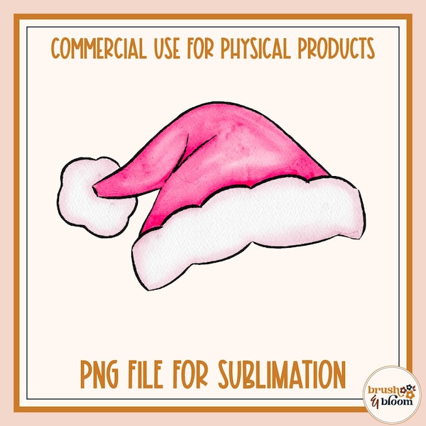 Pink Santa Hat Png Watercolor Christmas Png Clipart Christmas Digital Download Pink Retro Santa Pink Santa Claus Santa Claus Pastel Santa