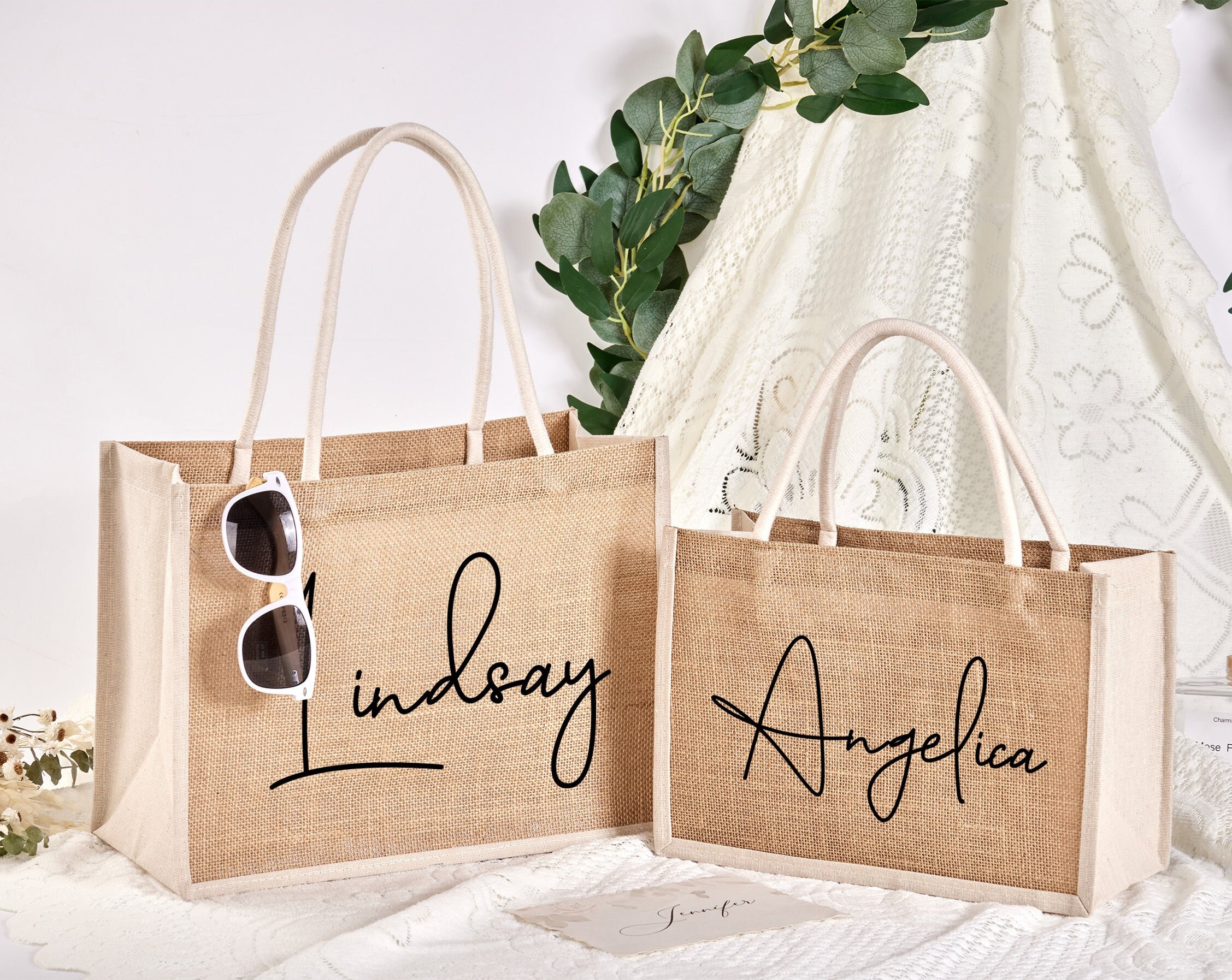  BeeGreen Initial Jute Tote Bag for Women Beach Tote Bag with  Handles Thank You Gift for Friends Bridesmaid Mother Personalized Monogram  Gift Bag for Birthday Bridal Shower C : Clothing, Shoes