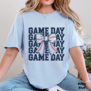 Coquette Bow Gameday Shirt, Baseball Mom Shirt, Sports Mama Gift, Preppy Aesthetic Shirts, Football Bow Shirt, Pink Coquette Shirt Gift A006