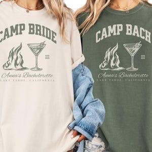 Custom Camp Bachelorette Party Comfort Colors Shirt, Custom Name Location Bachelorette Party Shirt, Camp Bachelorette, Bridesmaid Party B347
