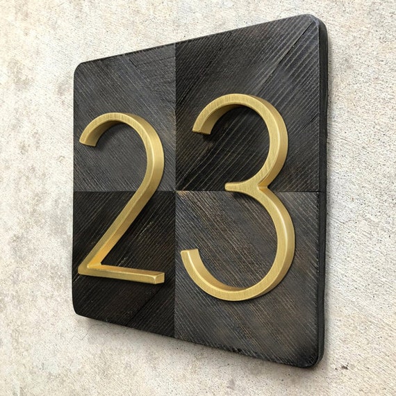 Gold House Numbers House Numbers Floating Modern Golden Etsy