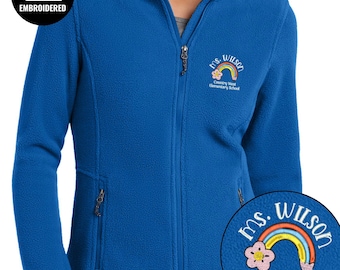 Personalized Teacher Full Zip Women Jacket, Embroidered Pencil Teacher Jacket, Z064