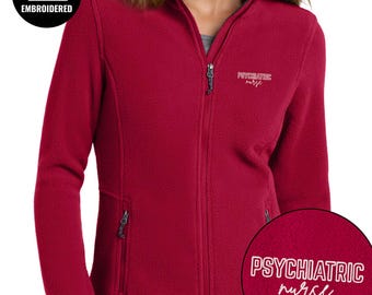 Embroidered Psychiatric Nurse Full Zip Women Jacket, Z030