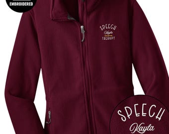 Embroidered Speech Therapy Full Zip Jacket, Personalized Women Jacket, Z074