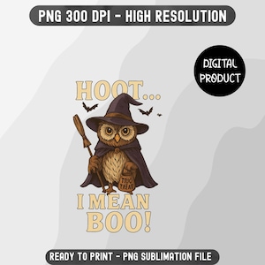 Halloween Owl PNG, Witch Owl Digital Design, Spooky Owl Clipart, High-Resolution Owl Sublimation, Halloween Digital Download