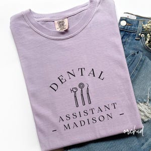Camiseta divertida de asistente dental, camiseta personalizada de equipo dental, regalo para el personal de la clínica dental, camiseta linda de higiene dental, uniforme de oficina de dentista, B150