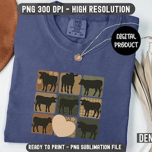 Boho Cow Farm Sublimation Design, Retro Cow PNG, Cottagecore Cow Sublimation Design, PNG Clipart For Farmer, Farm House Png