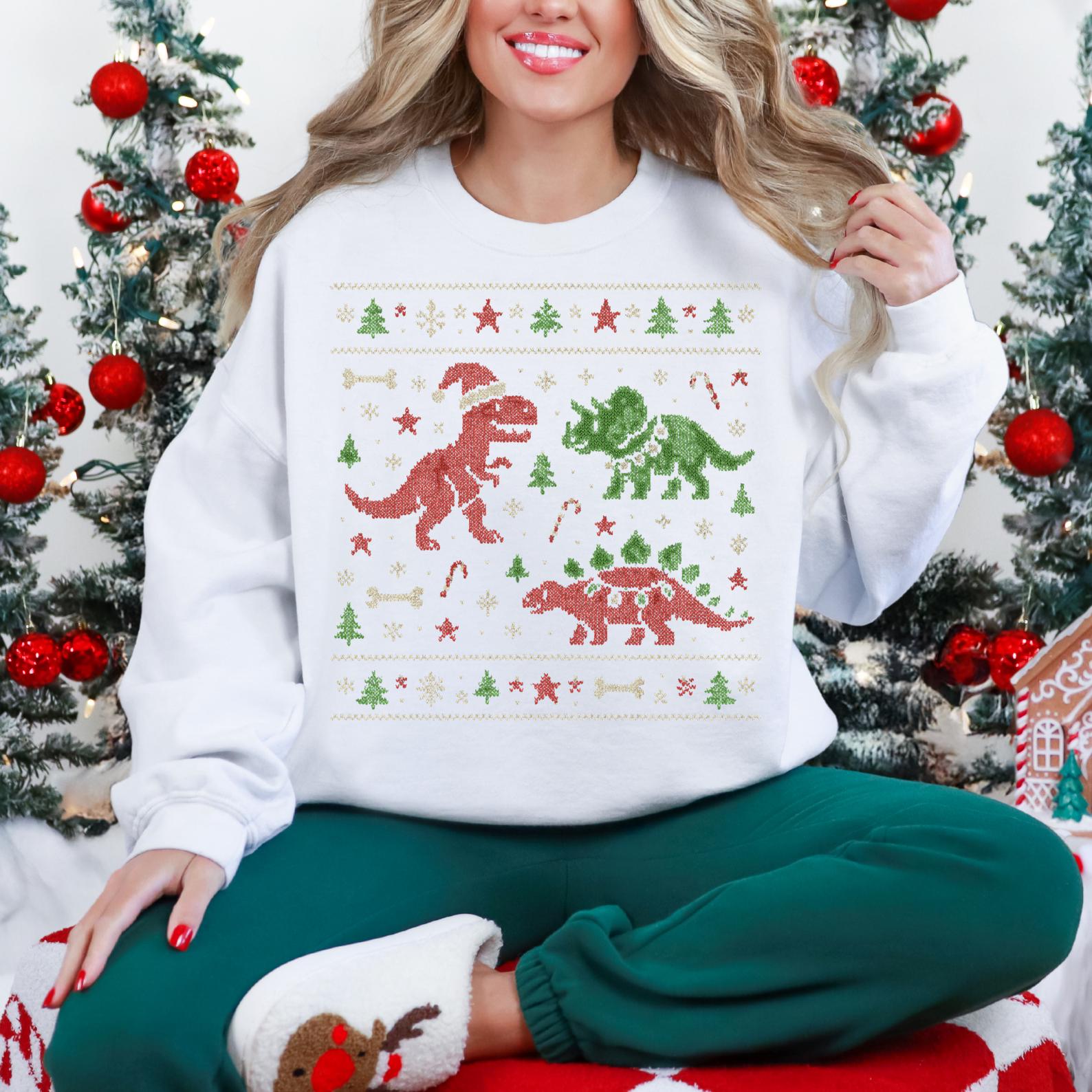 クリスマス恐竜アグリーセーター、おもしろT-Rexトリケラトプス