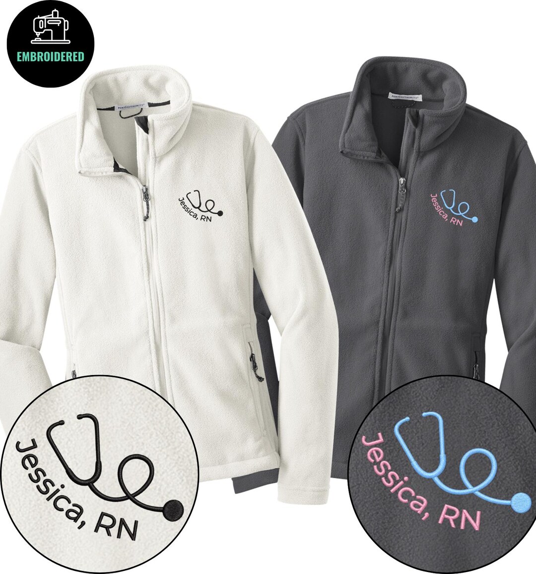Registered Nurse Full Zip Fleece Jacket, Custom Name and RN Credentials ...