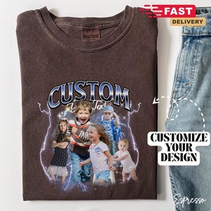 Custom bootleg kindershirt, kindershirt foto bootleg, valentijnsshirt kinderen, custom je eigen bootleg-T-shirt, retro kindercadeau valentijnscadeau B258