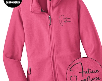 Embroidered Future Nurse Full Zip Women Jacket, Z021