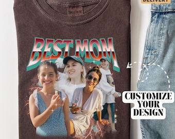 Benutzerdefinierte Mom Shirt, personalisierte Geschenk für Mama, personalisierte Bootleg Foto Shirt, Vintage Mama Geschenk von Kindern, individuelles Foto Shirt für Mama B210
