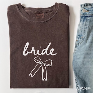 Coquette Bow Bride Comfort Colors® Shirt, Ribbon Bow, Bridal Wedding Shower Gift, Future Mrs Gift, Tying the Knot Bride Shirt, Bach Tee B273