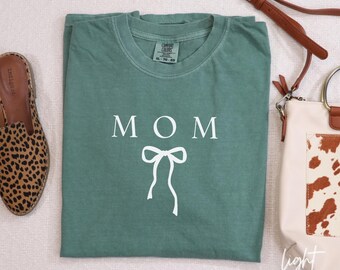 Comfort Colors® Cool Mom Shirt, Ribbon Bow Mom Club Shirt, Mom Life Shirt, Mother’s Day Shirt, Mom Appreciation Tee, Shirt for Cool Mom B074