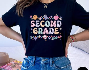 Second Grade Shirt, Retro Second Grade Teacher Shirt, 2nd Grade Team Shirts, Back to School Shirt, Kids First Day of Second Grade Tee, N071