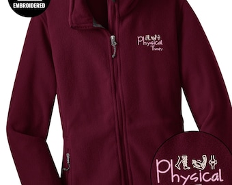 Embroidered Physical Therapy Full Zip Women Jacket, Z019