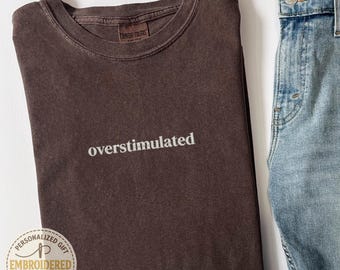 Embroidered Overstimulated Shirt for Mom, Cowboy Frog Shirt, Unhinged TShirt, Weirdcore Clothing, Gen Z Shirt, Weird Stuff Funny TShirt E010