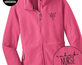 Embroidered Rehab Nurse Full Zip Women Jacket, Z027