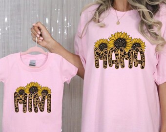 Sunflower Mama Mini shirt, Mom Life Shirt, Kid Life Shirt Matching Mommy and Me Shirt, Mommy and Me Outfits, Mom and Daughter Shirt, N028
