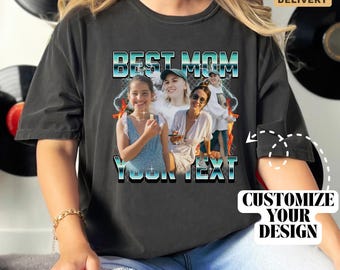 Benutzerdefinierte Beste Mom Shirt, personalisiertes Geschenk für Mama, personalisiertes Foto Shirt Vintage, Mama Geschenk von Kindern, individuelles Foto Shirt für Mama B265