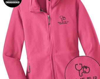Embroidered Registered Dietician Full Zip Women Jacket, Custom Name Jacket, Z054