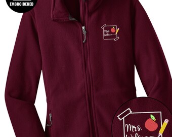 Personalized Teacher Full Zip Women Jacket, Embroidered Teacher Jacket, Z052