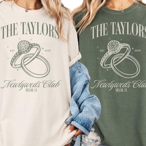 Newlyweds Shirts, Just Married Comfort Colors Shirts, Custom Name Honeymoon Tshirt, Mr and Mrs Tees, Honeymoon Club Shirts, Couple Tee B300
