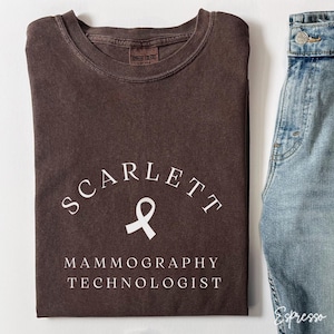 Personalized Mammographic Technologist Shirt, Mammo Technologist Ribbon Shirt, Mammography Technologist Gift, Nurse Appreciation Gift B102