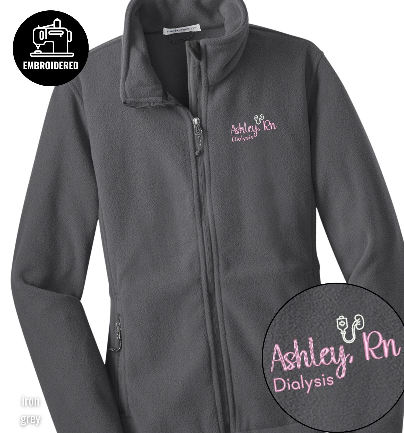 Embroidered Dialysis Registered Nurse Full Zip Jacket, Monogrammed