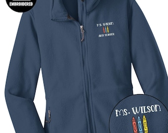 Embroidered Arts Teacher Full Zip Jacket, Personalized Female Teacher Jacket, Z095