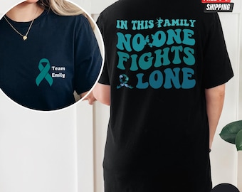Chemise cancer de l'ovaire ruban bleu sarcelle, chemise de sensibilisation au cancer de l'ovaire, chemise de soutien au cancer, cadeau cancer de l'ovaire, chemise survivante du cancer, N024