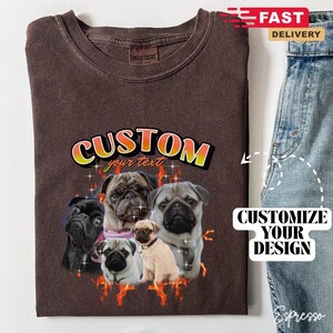 Custom Vintage Pet Shirt, Personalized Dog Bootleg Rap Tee, Retro 90s Graphic T-Shirt, Dog Lover Apparel, Custom Pet Face, Dog Mom Gift B229