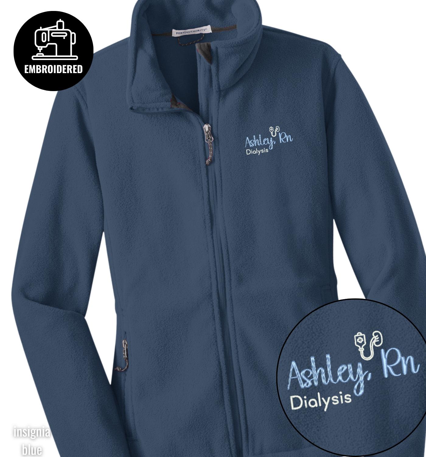 Embroidered Dialysis Registered Nurse Full Zip Jacket, Monogrammed