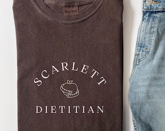 Camiseta personalizada de dietista, diseño de manzana, colores cómodos, regalo para dietista registrado, regalo personalizado para nutricionista, camiseta de dieta B097