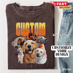 Custom Retro Dog Bootleg Shirt, Dog Bootleg Retro 90&#39;s Tee, Custom Pet Photo, Custom Pet Portrait, Dog Owner Gift, Pet Lovers Gift,Y2K B198