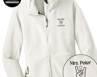 Embroidered Sign Language Interpreter Full Zip Jacket, Custom Name Women Jacket, Z097