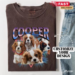 Benutzerdefinierte Komfort Farben Vintage Bootleg Pet Shirt, Haustierfoto + Name, Personalisiertes Hundeportrait, Personalisiertes Shirt, Personalisiertes Katzenshirt 90er Jahre T-Shirt, B215
