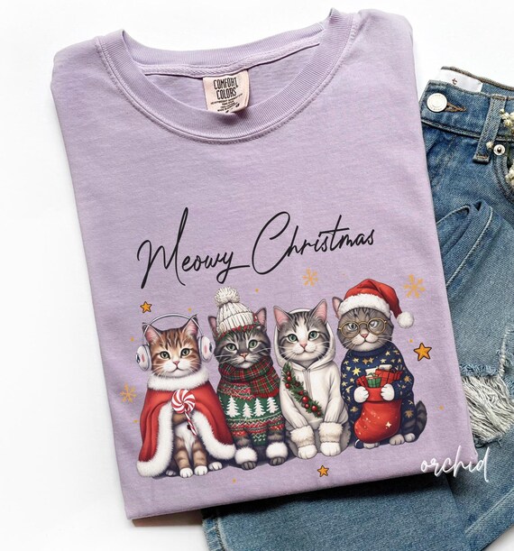 Meowy Christmas Shirt, Christmas Cat Shirt, Merry Christmas, Cat